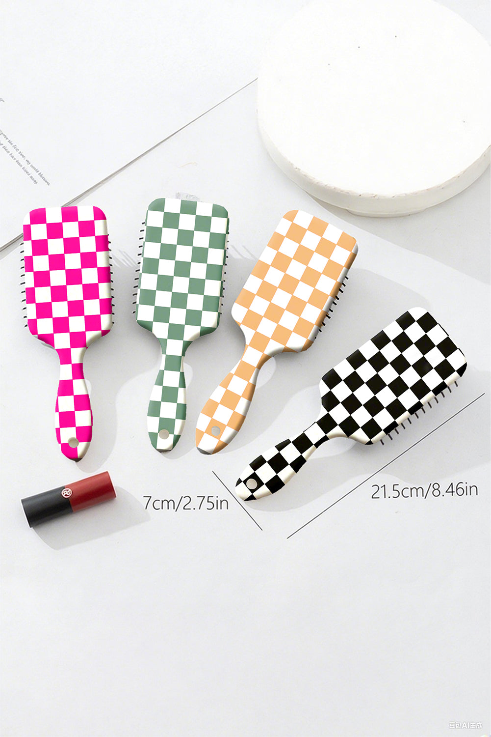 Black Checkered Pattern Air Cushion Comb