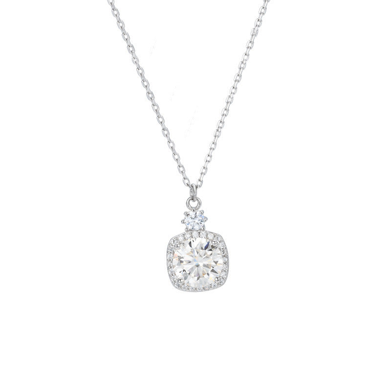 925 Sterling Silver 2 Karat Moissanite Necklace For Women