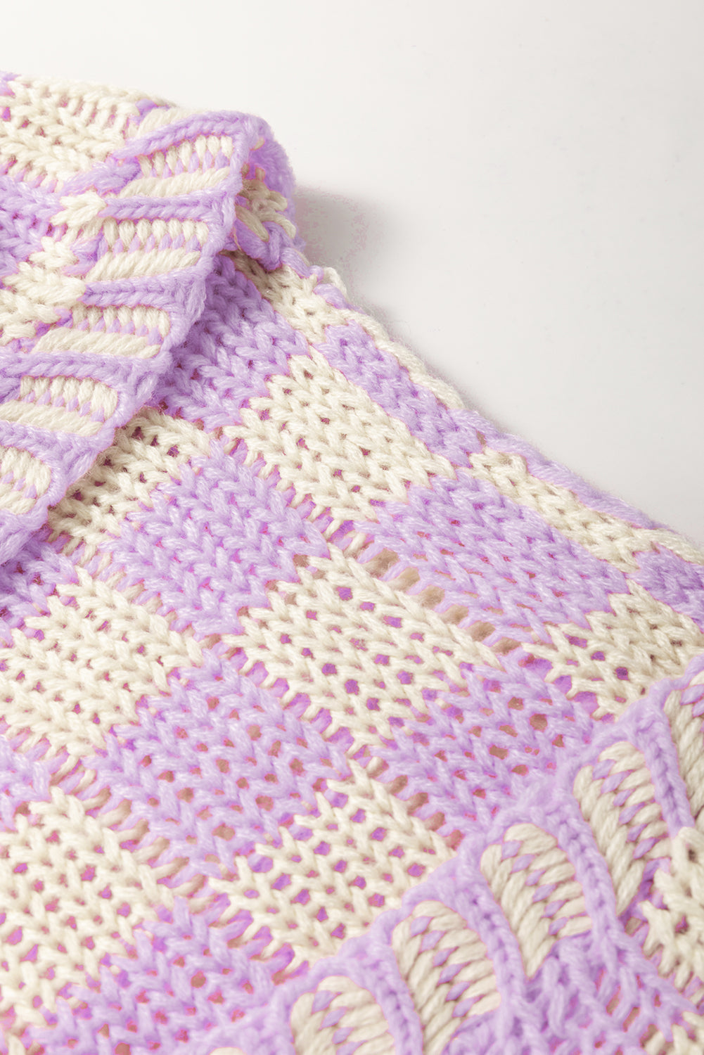 Taupe Colorblock Checked Open Front Knitted Cardigan