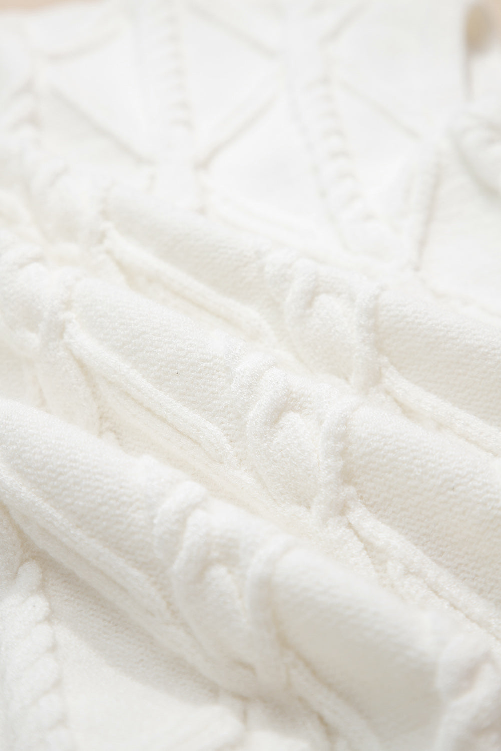 White Pearl High Neck Textured Knit Sweater Vest
