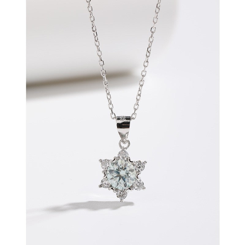 925 Sterling Silver 2 Karat Moissanite Necklace For Women
