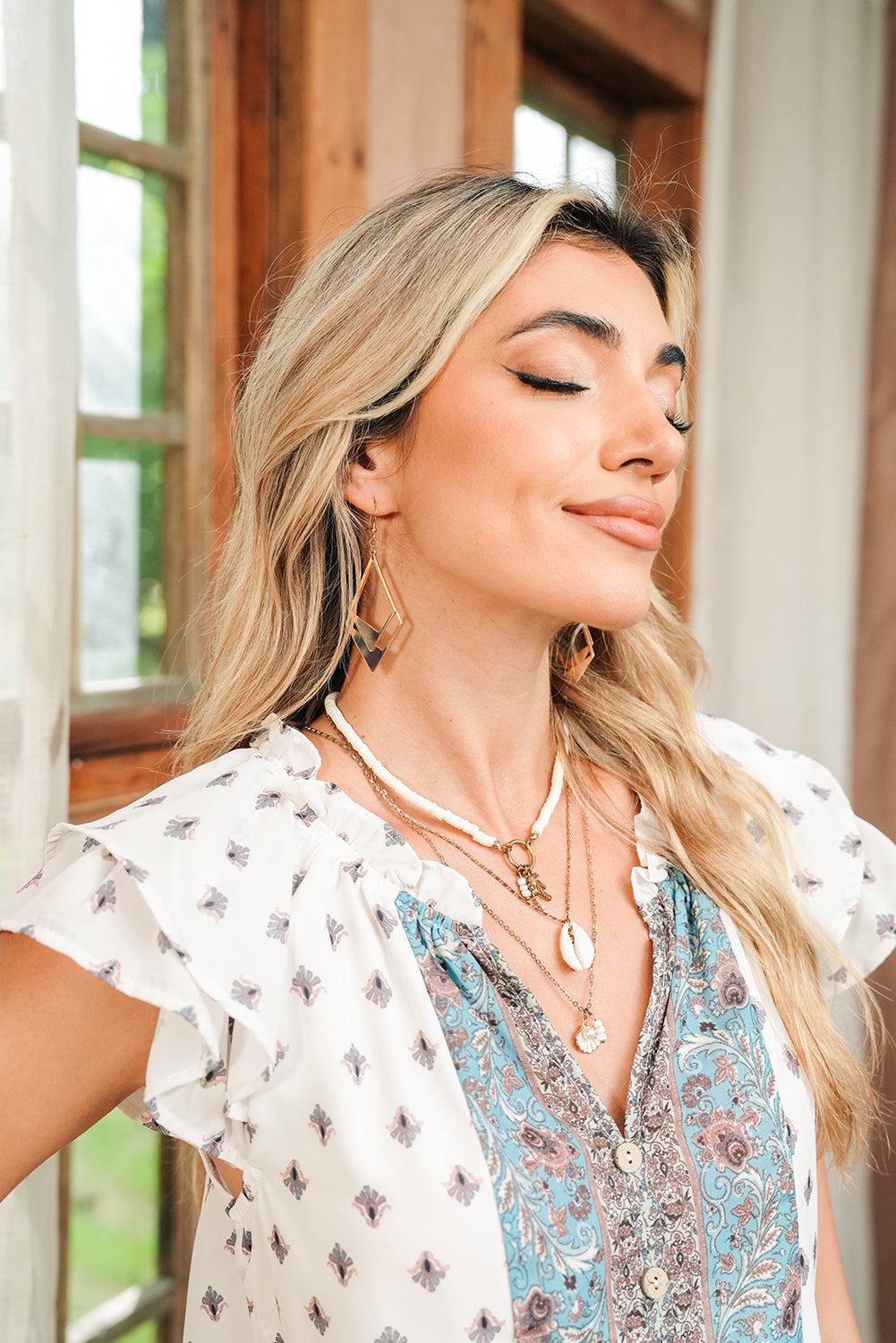 Gold Geometric Hollow Out Drop Earrings
