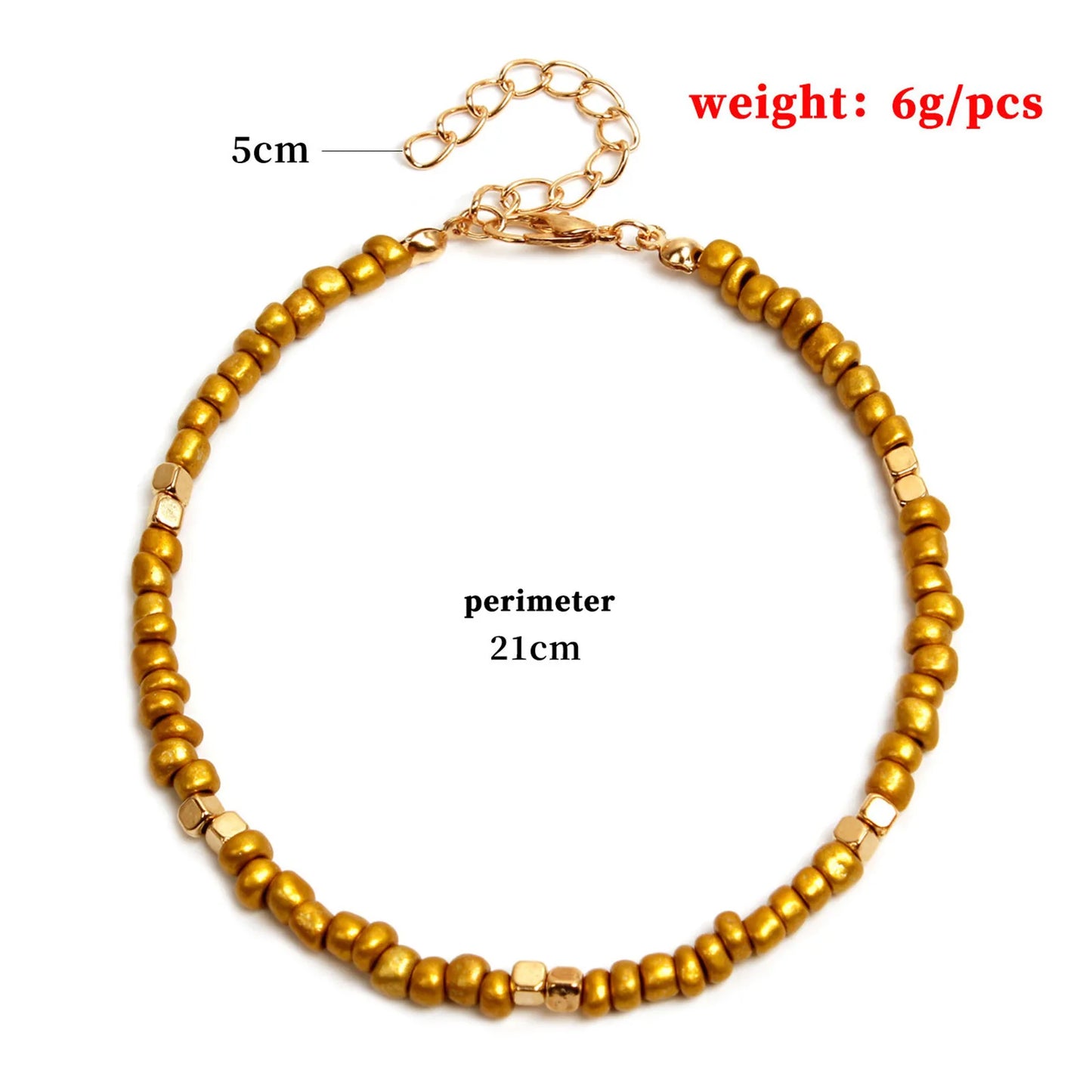 Colorful Glass Beaded Anklet For Women