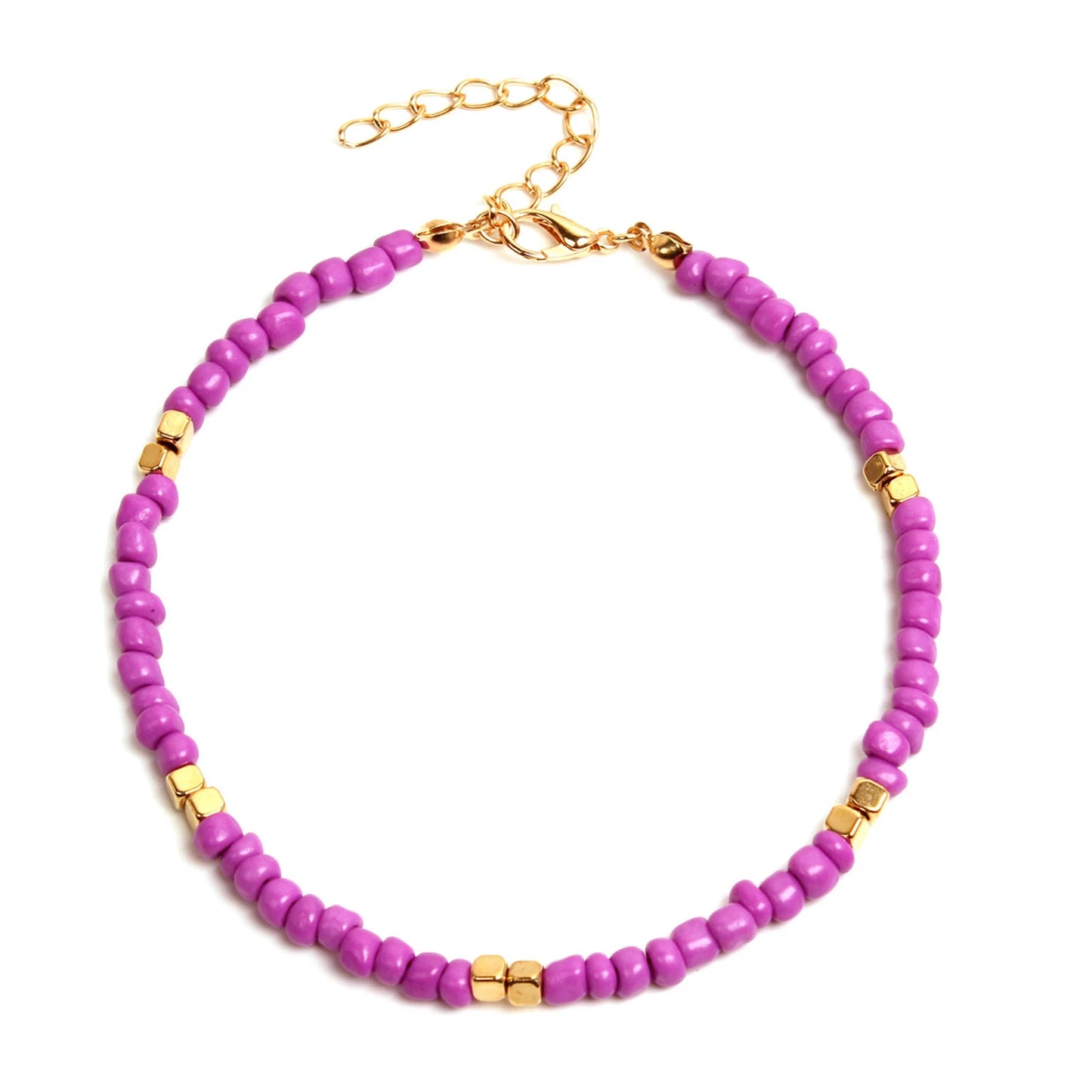 Colorful Glass Beaded Anklet For Women