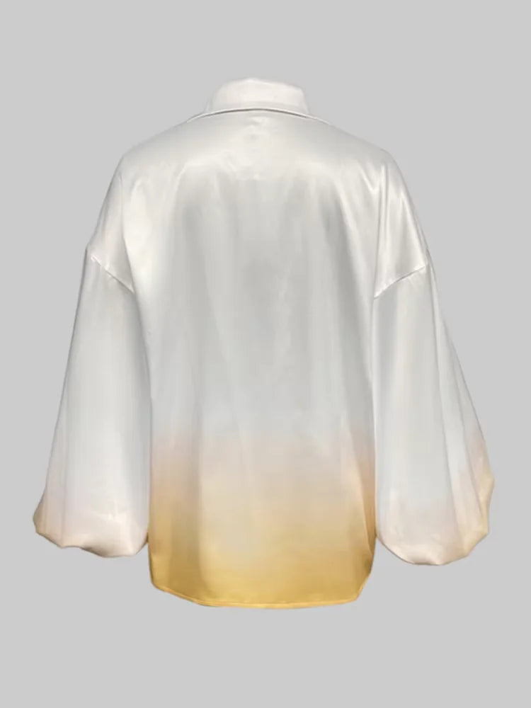 Lapel Blouses Gradient Shirt for Women