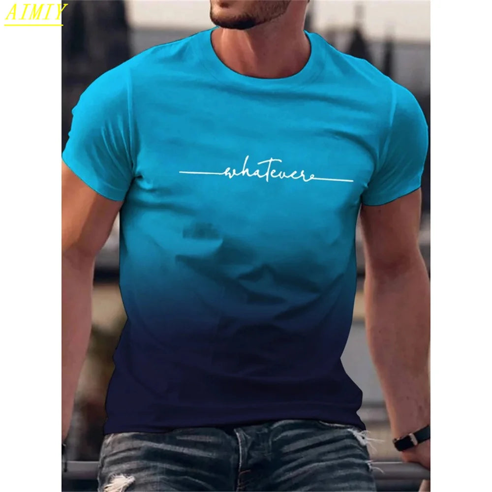 Summer 3D Stripe Letter Print T-shirts
