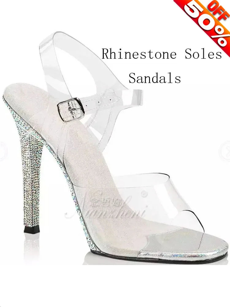 Rhinestone Soles Stripper Sandals
