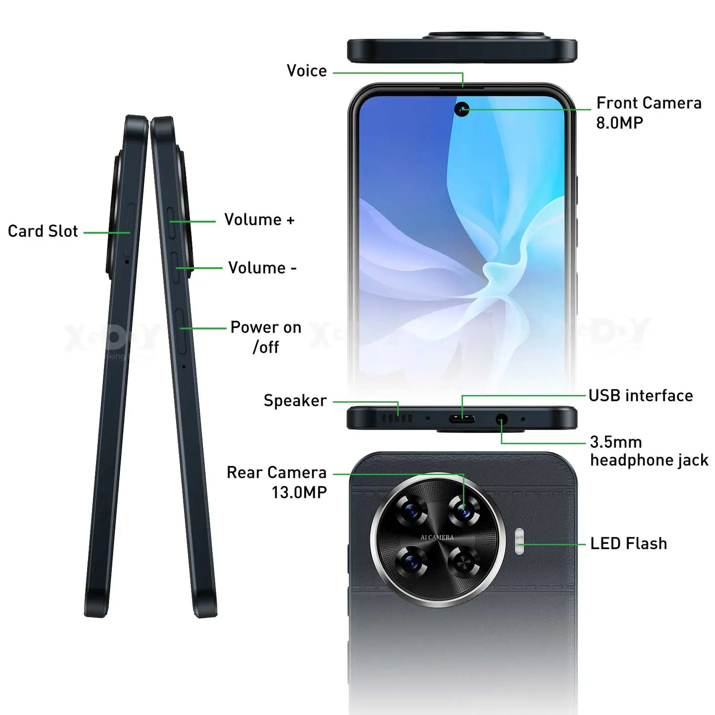 XGODY Android,6.5 inch Screen Smartphone