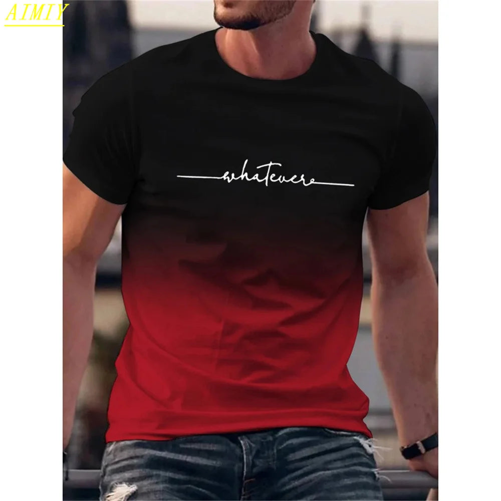 Summer 3D Stripe Letter Print T-shirts