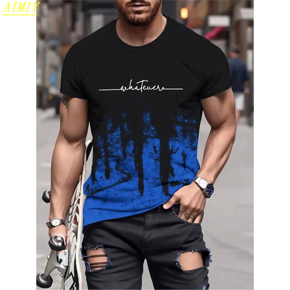 Summer 3D Stripe Letter Print T-shirts