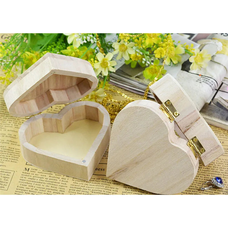 Heart Shape Wood Jewelry Box