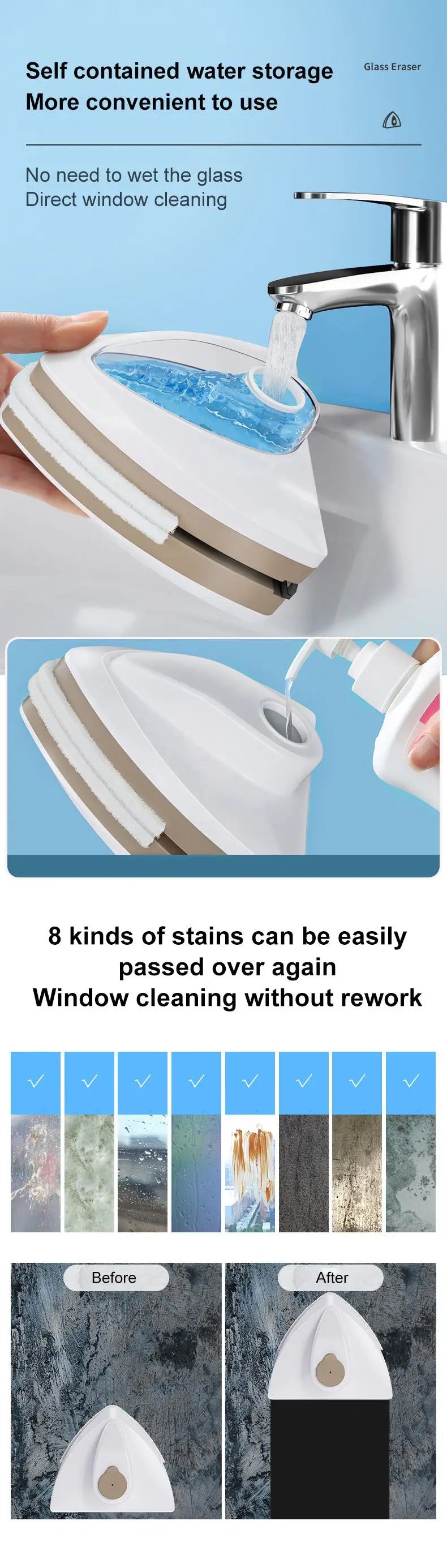 Magnetic Glass Window Cleaner Brush