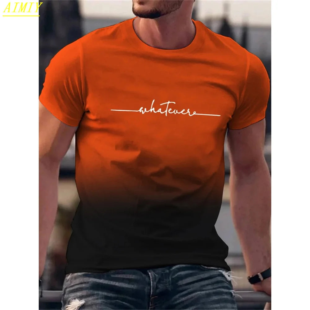 Summer 3D Stripe Letter Print T-shirts