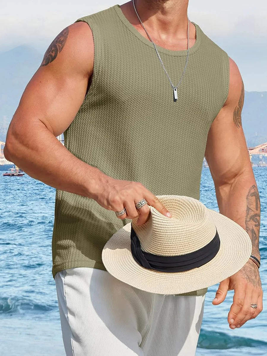 Men's Ribbed Sleeveless Tank Tops