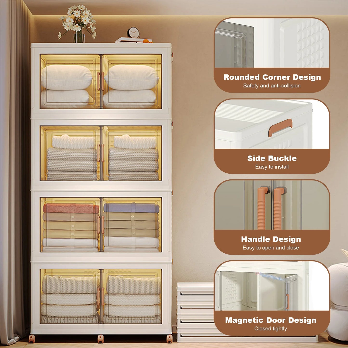 Plastic Wardrobe Stackable Storage Cabinet