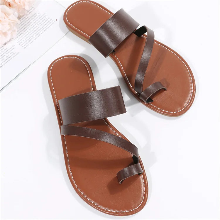 Women's Summer Open Toe Outdoor Flat Slippers