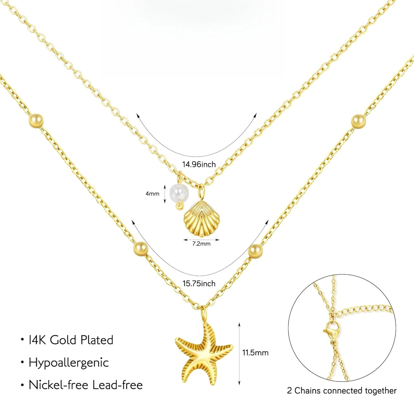 Women Shell Layered Necklace