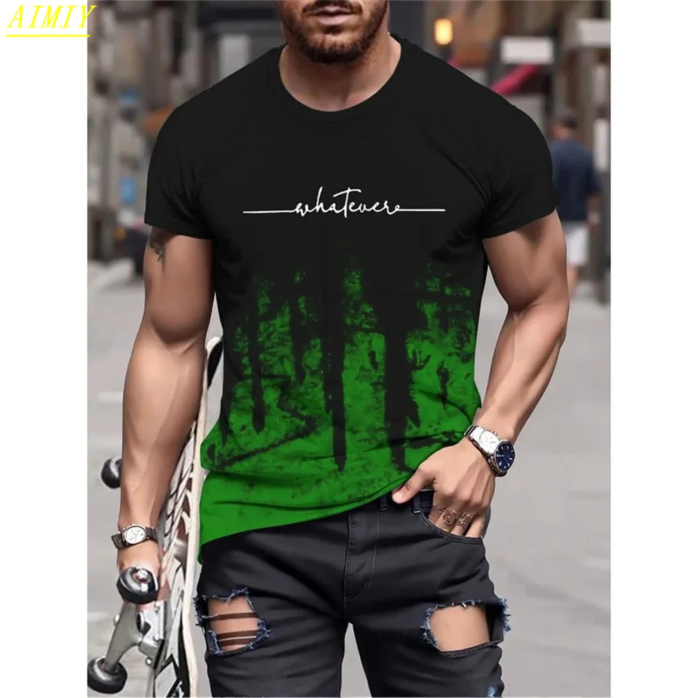 Summer 3D Stripe Letter Print T-shirts