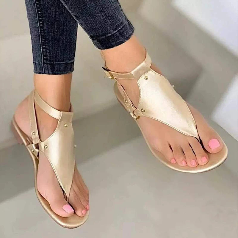 Pu Leather Belt Buckle Sandals Slippers
