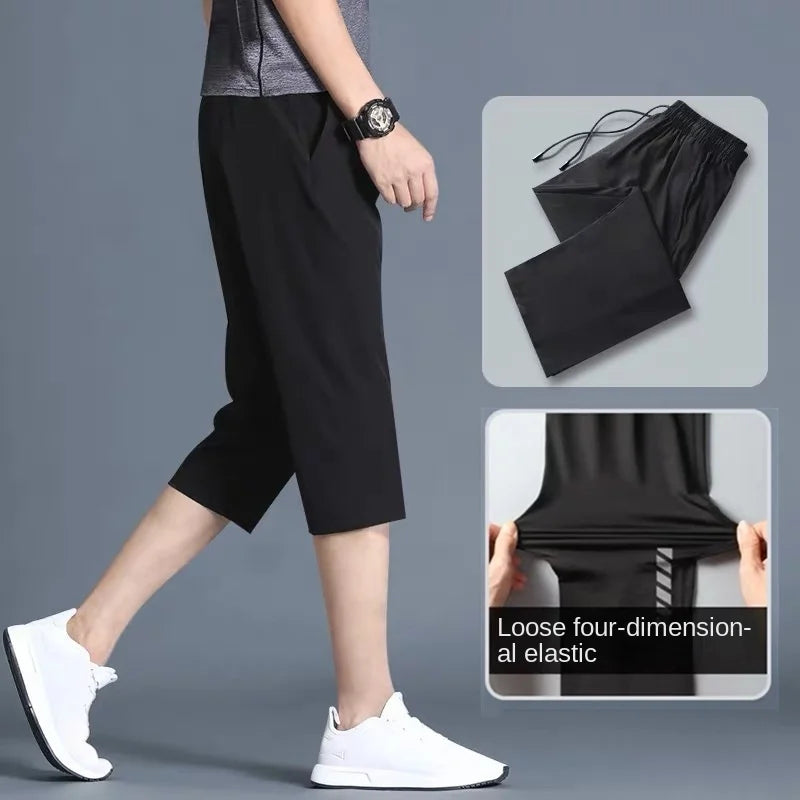Thin Loose Elastic Healthy Sports Cropped Pants