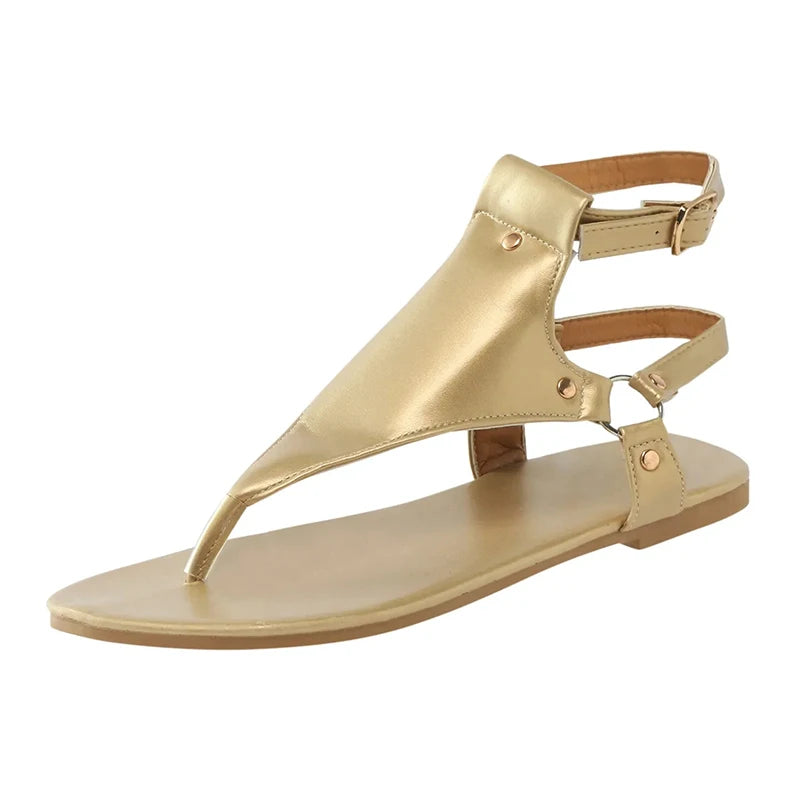 Pu Leather Belt Buckle Sandals Slippers