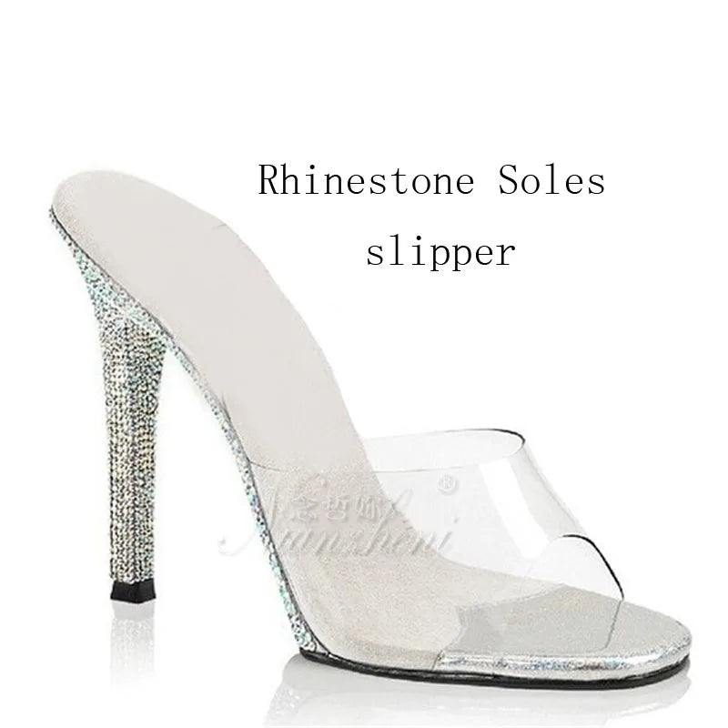 Rhinestone Soles Stripper Sandals