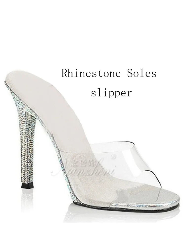 Rhinestone Soles Stripper Sandals