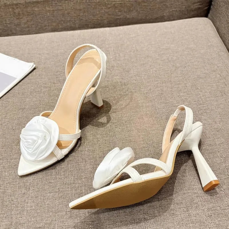 Silk Rose Flowers Women Slippers Sandals