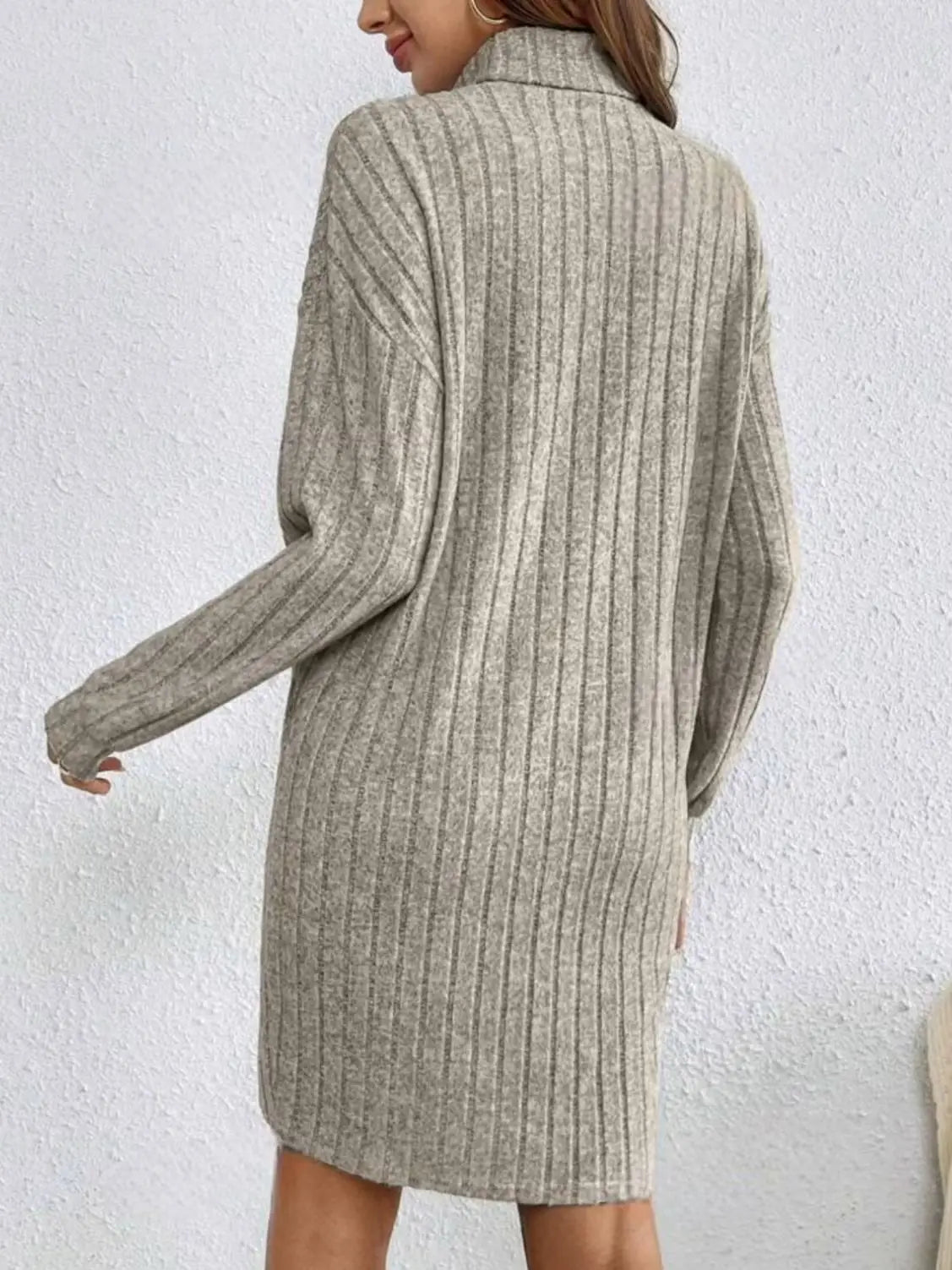 Casual Trutleneck Long Sleeve Dress