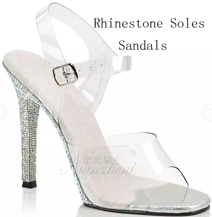 Rhinestone Soles Stripper Sandals