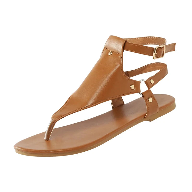 Pu Leather Belt Buckle Sandals Slippers