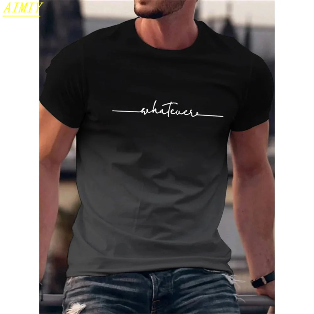 Summer 3D Stripe Letter Print T-shirts