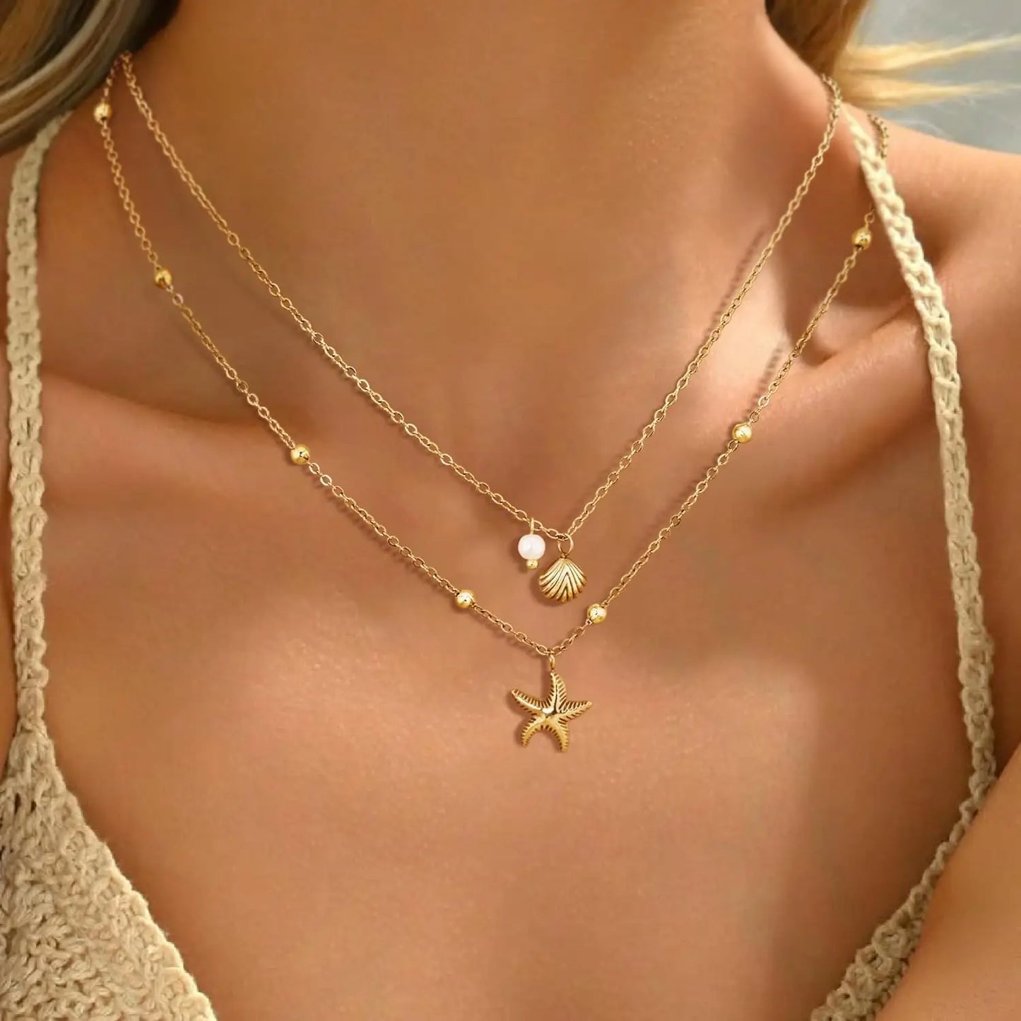 Women Shell Layered Necklace