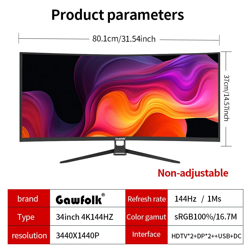 34'' 144Hz Curved Screen
