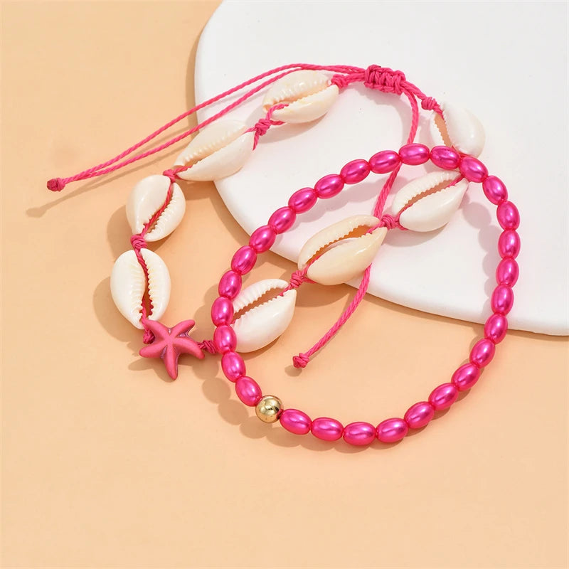 Starfish Conch Shell Beads Anklet For Women