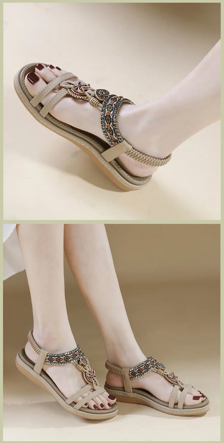 Elastic Band Summer Beach Sandals For Women