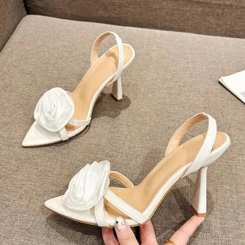 Silk Rose Flowers Women Slippers Sandals