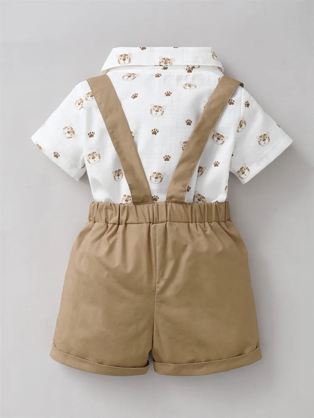 Infant Boy Clothes with Bow + Strap Shorts Set