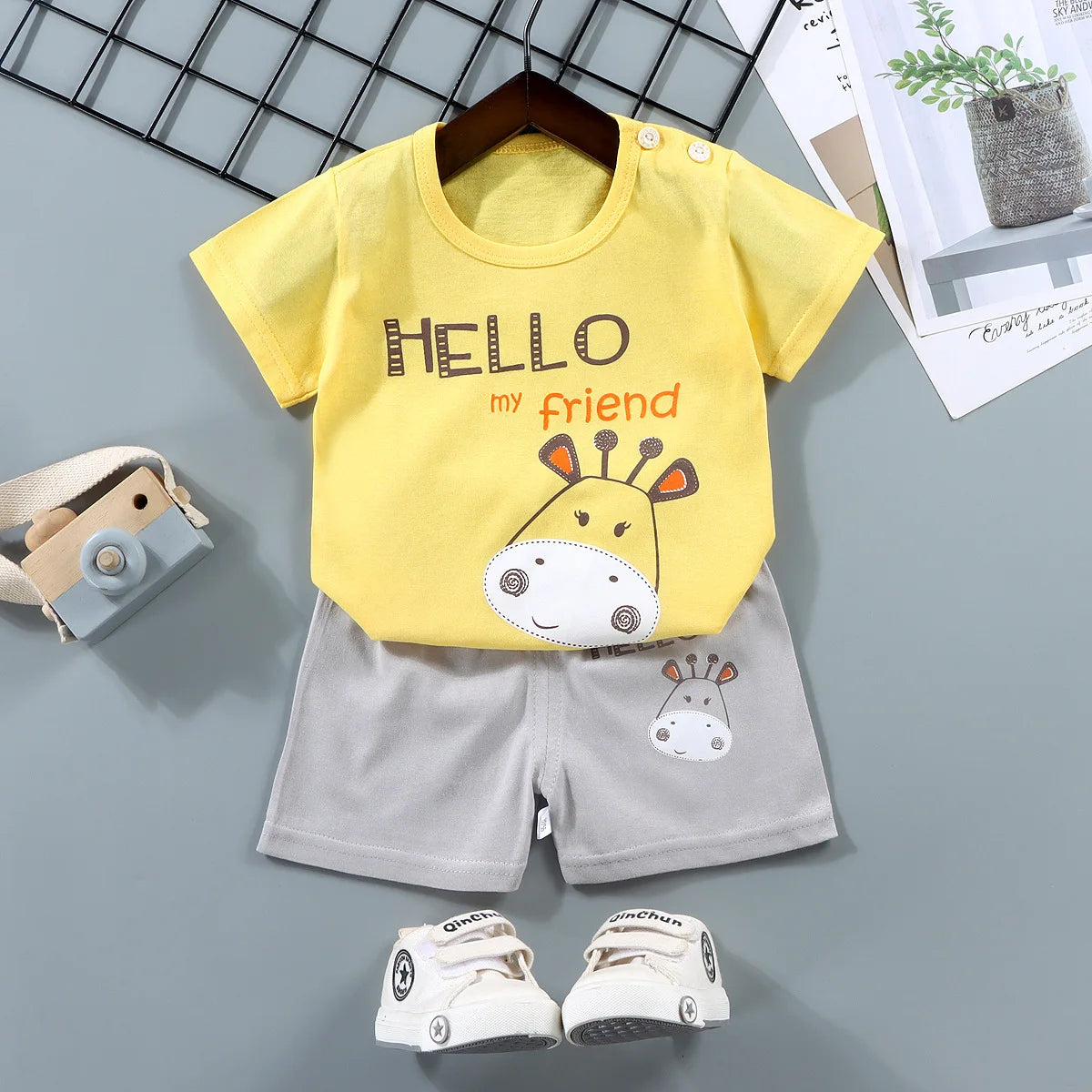 Unisex T-shirt Shorts 2PCS Set