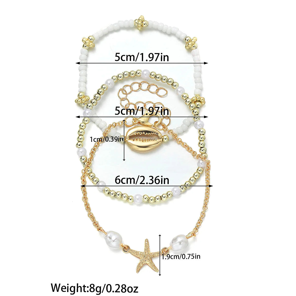 3Pcs Summer Shell Bracelet Set For Women