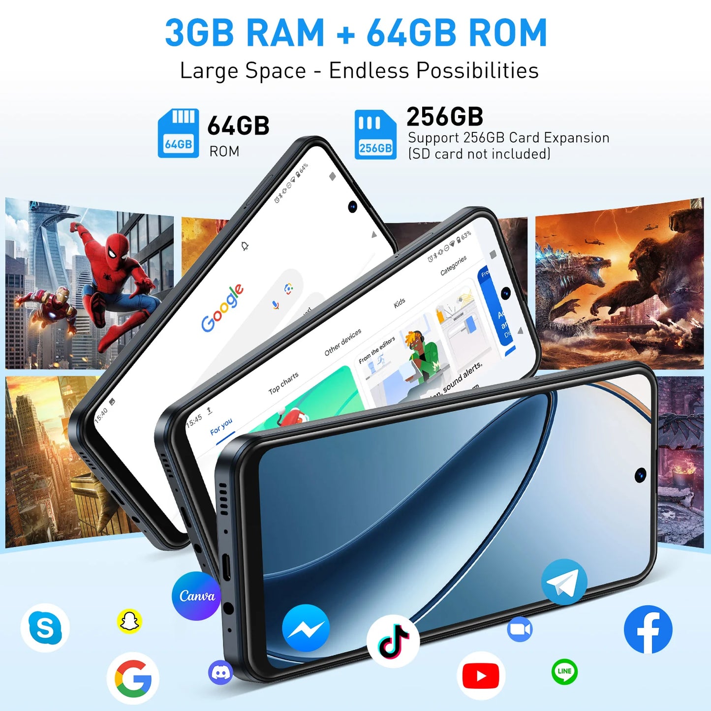 XGODY Android,6.5 inch Screen Smartphone