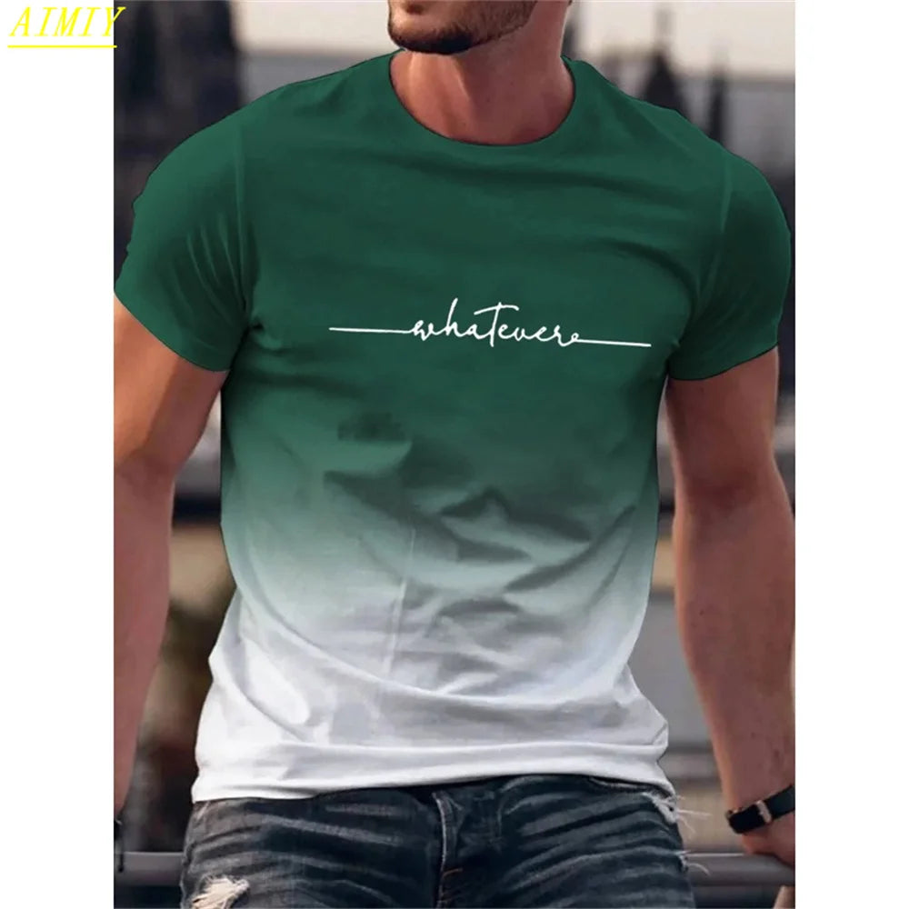 Summer 3D Stripe Letter Print T-shirts
