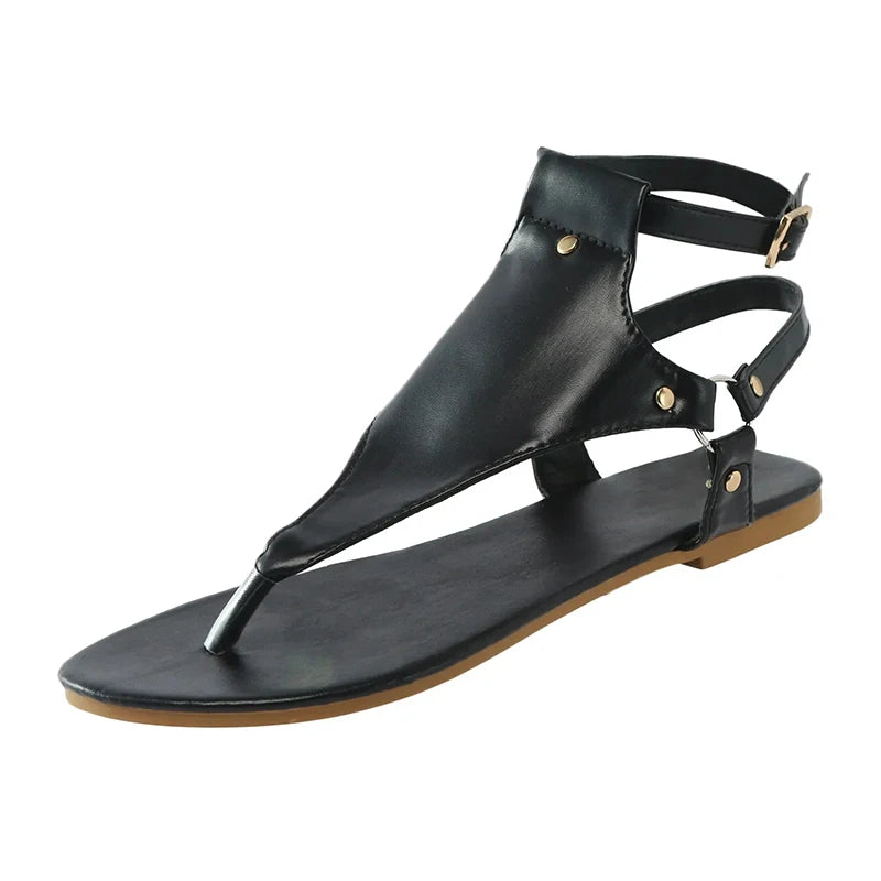 Pu Leather Belt Buckle Sandals Slippers