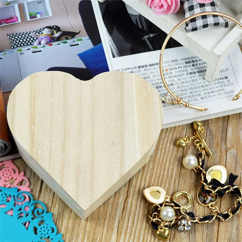 Heart Shape Wood Jewelry Box