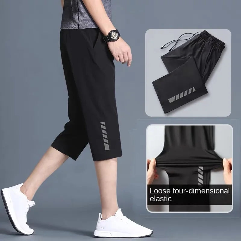 Thin Loose Elastic Healthy Sports Cropped Pants