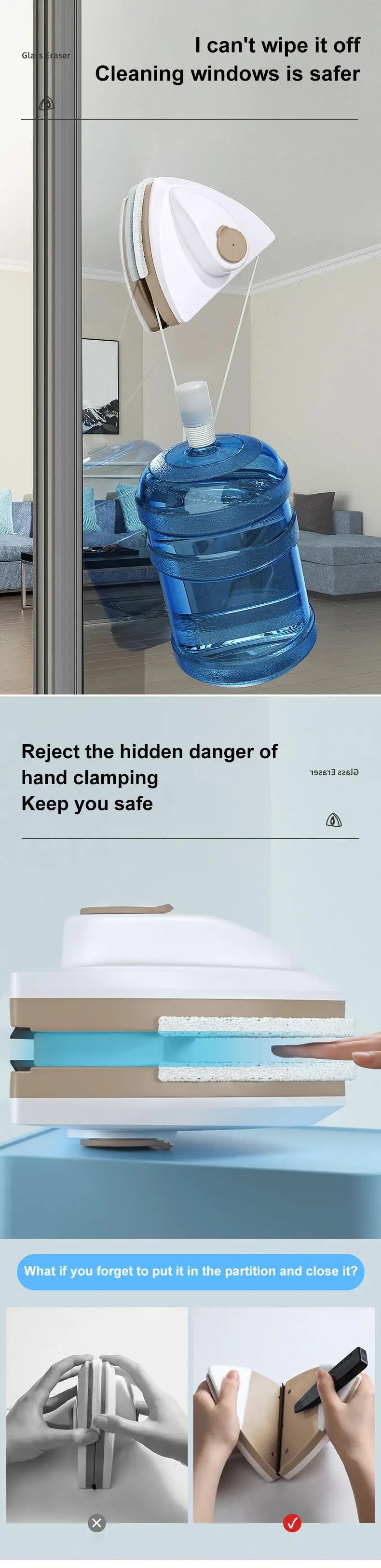 Magnetic Glass Window Cleaner Brush