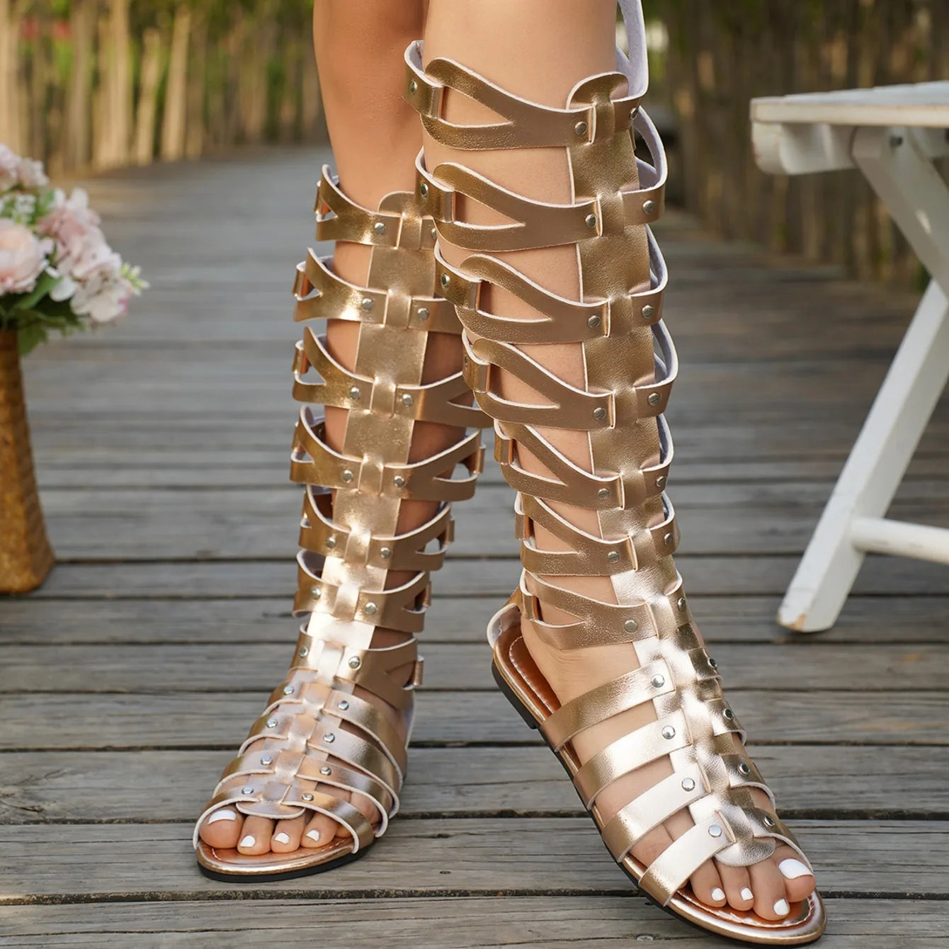 Knee High Boots Retro Elegant Sandals