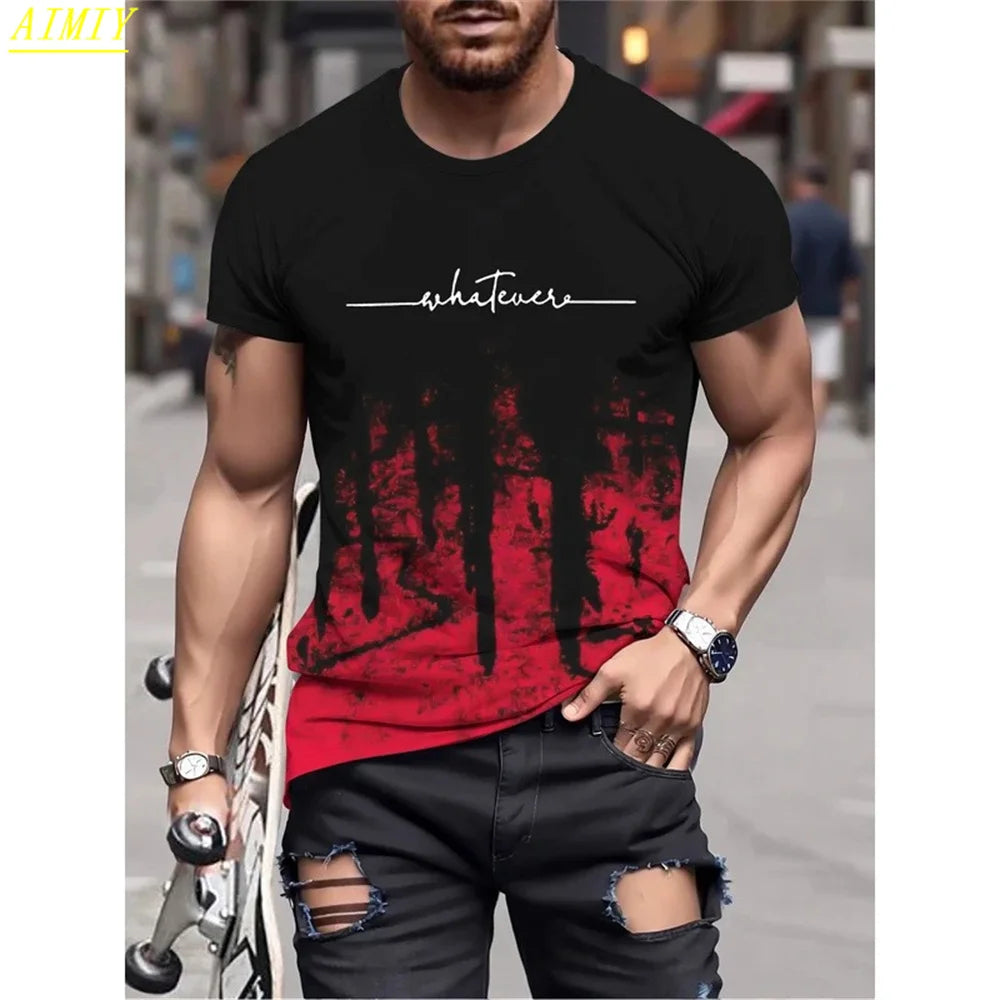 Summer 3D Stripe Letter Print T-shirts