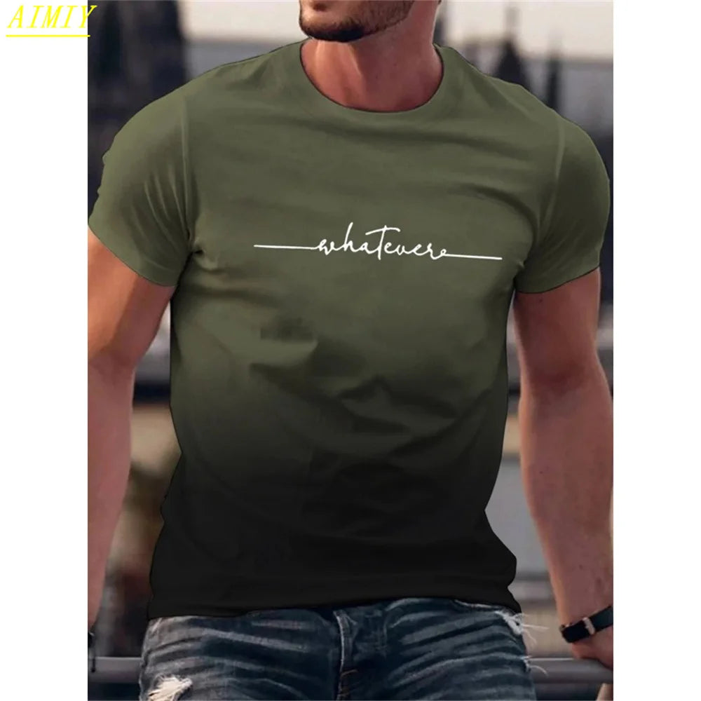 Summer 3D Stripe Letter Print T-shirts