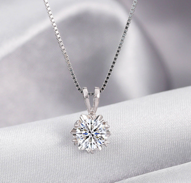 925 Sterling Silver 2 Karat Moissanite Necklace For Women